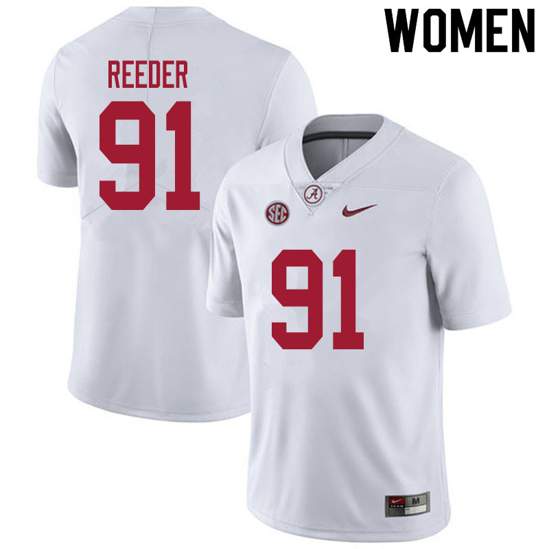 Women #91 Gavin Reeder Alabama White Tide College Football Jerseys Sale-White